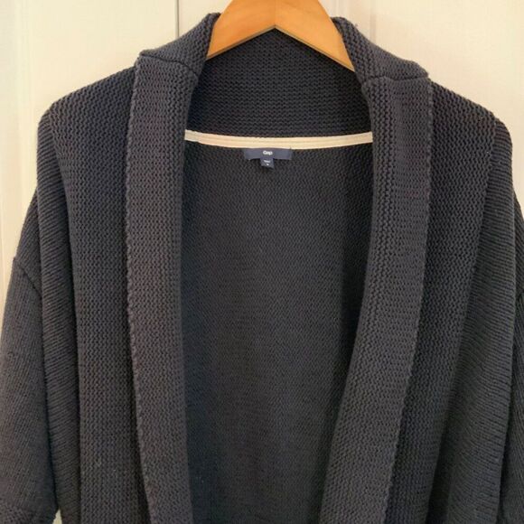 Gap Navy Blue Knit Open Cotton Blend Cardigan Elbow Sleeve Small - Picture 2 of 10
